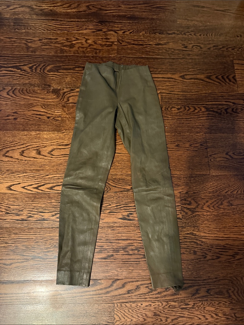 Vince Men's Olive Leather Slim Pants